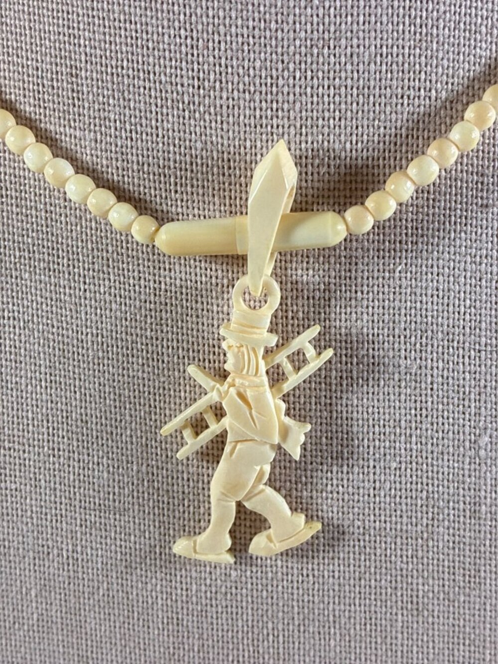 Vintage Figural Chimney Sweep Jewelry Set Necklace Brooch Clip Earrings - Picture 2 of 9